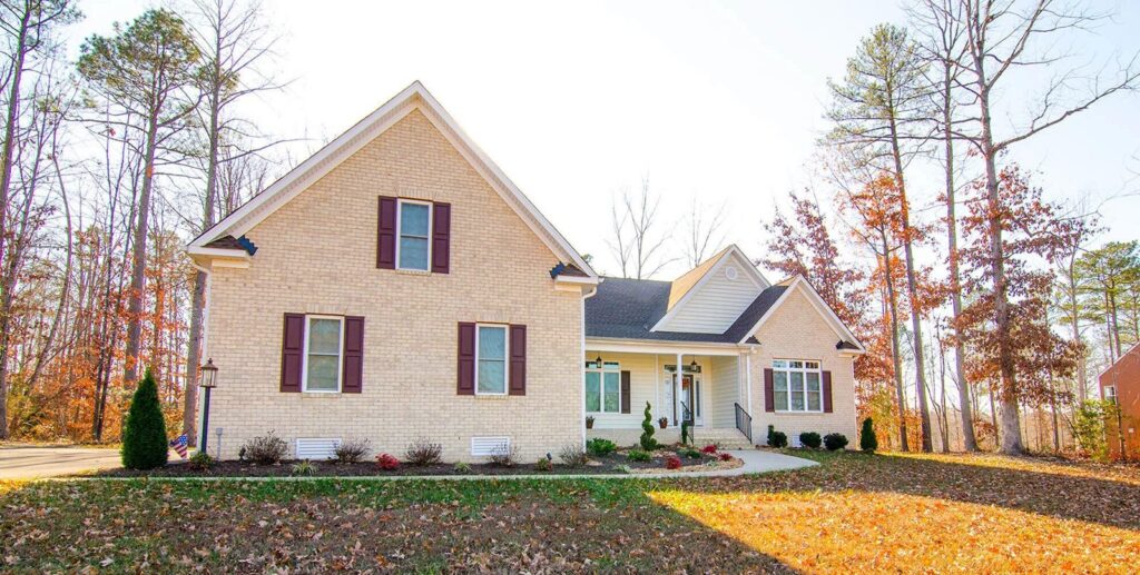 The O'Meara, a Ridout custom home on Barrows Ridge Lane in Chesterfield in autumn