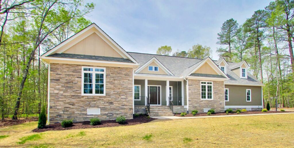 The Watson, a stone and siding Ridout custom home with a covered porch